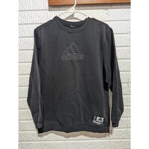 Adidas Women's Vintage Gray Long-Sleeve Crewneck Stitched Logo Sweatshirt Size M